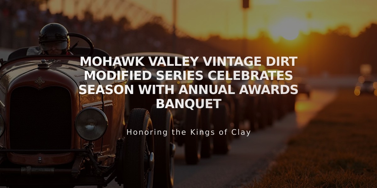 Mohawk Valley Vintage Dirt Modified Series Celebrates Season with Annual Awards Banquet