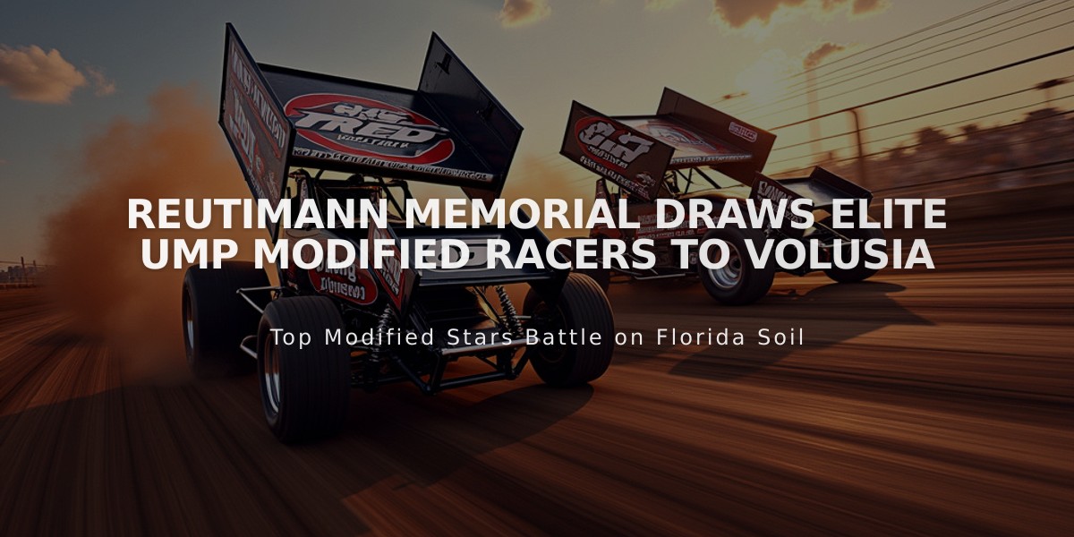 Reutimann Memorial Draws Elite UMP Modified Racers to Volusia