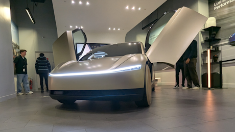 Tesla Cybertruck concept vehicle on display