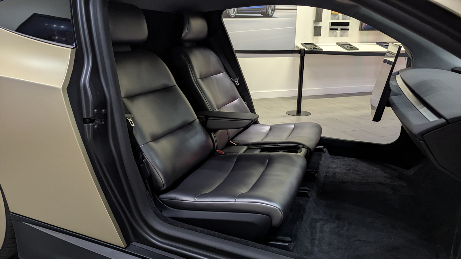 Tesla Cybercab interior with black seats