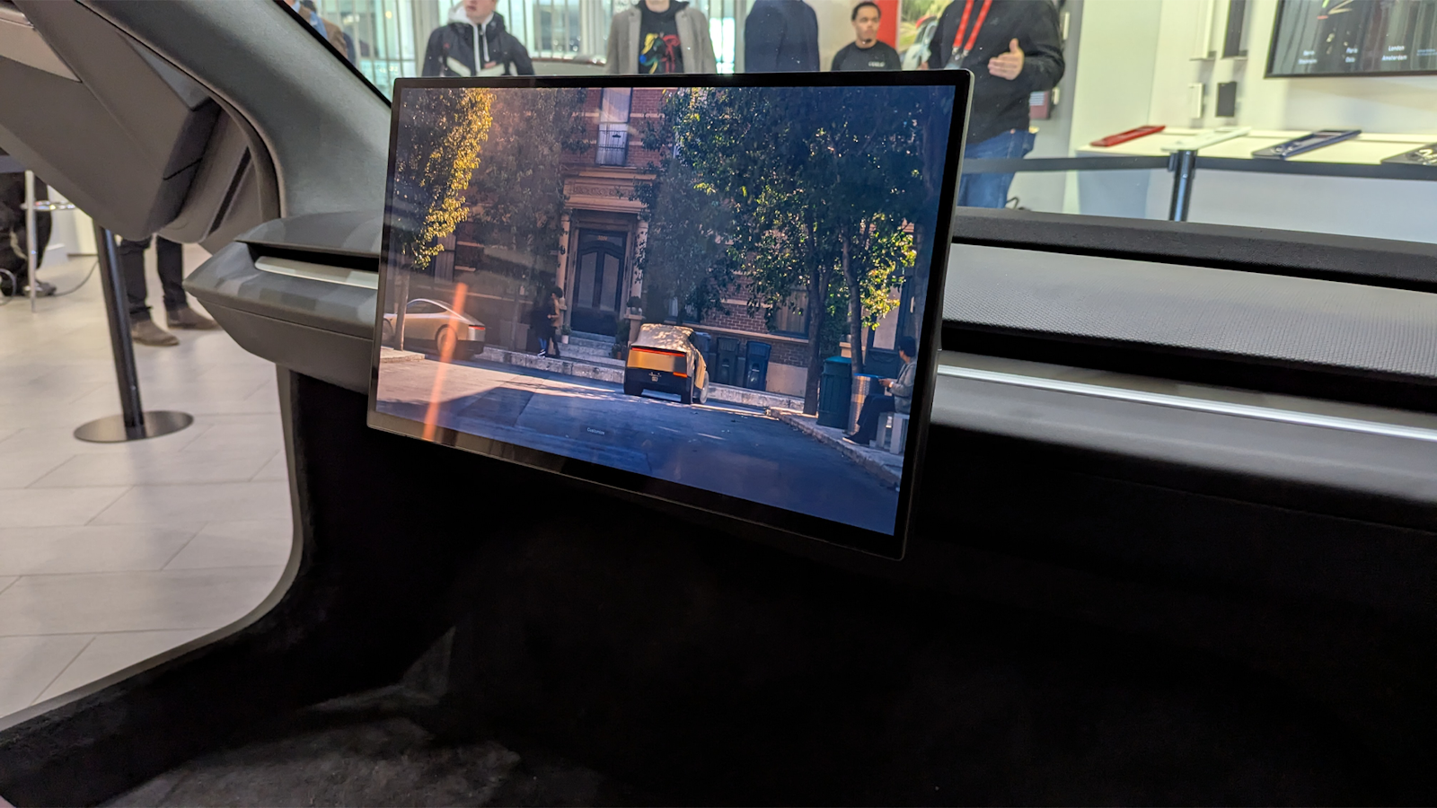 Tesla Cybercab interior with touchscreen display