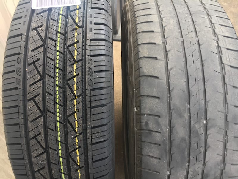 New versus worn Continental CrossContact tire