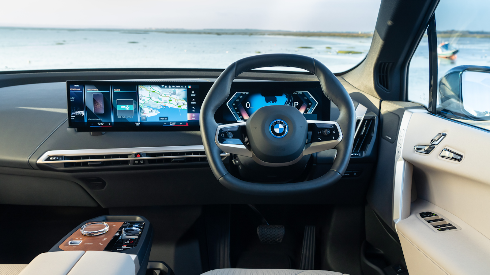 BMW iX digital dashboard interior view