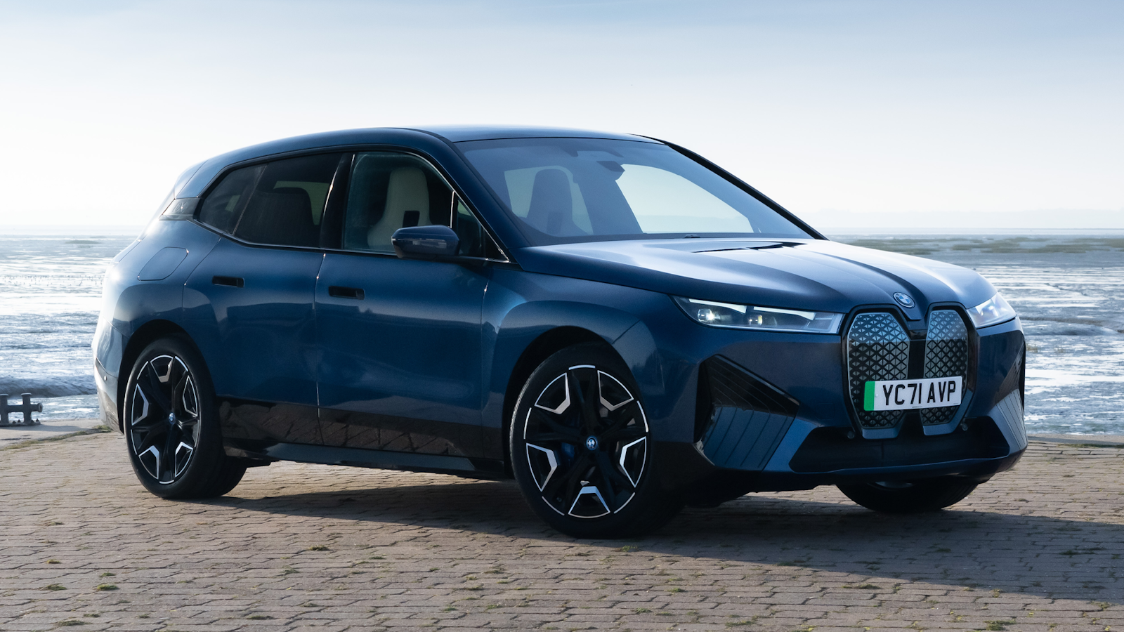 Blue BMW iX electric SUV