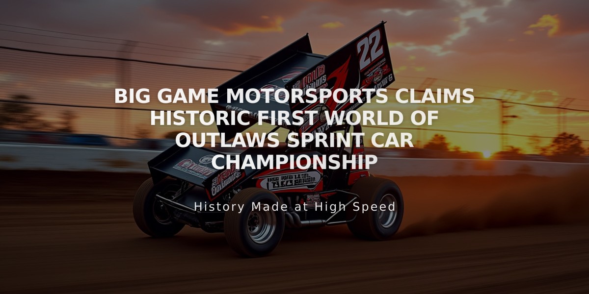 Big Game Motorsports Claims Historic First World of Outlaws Sprint Car Championship