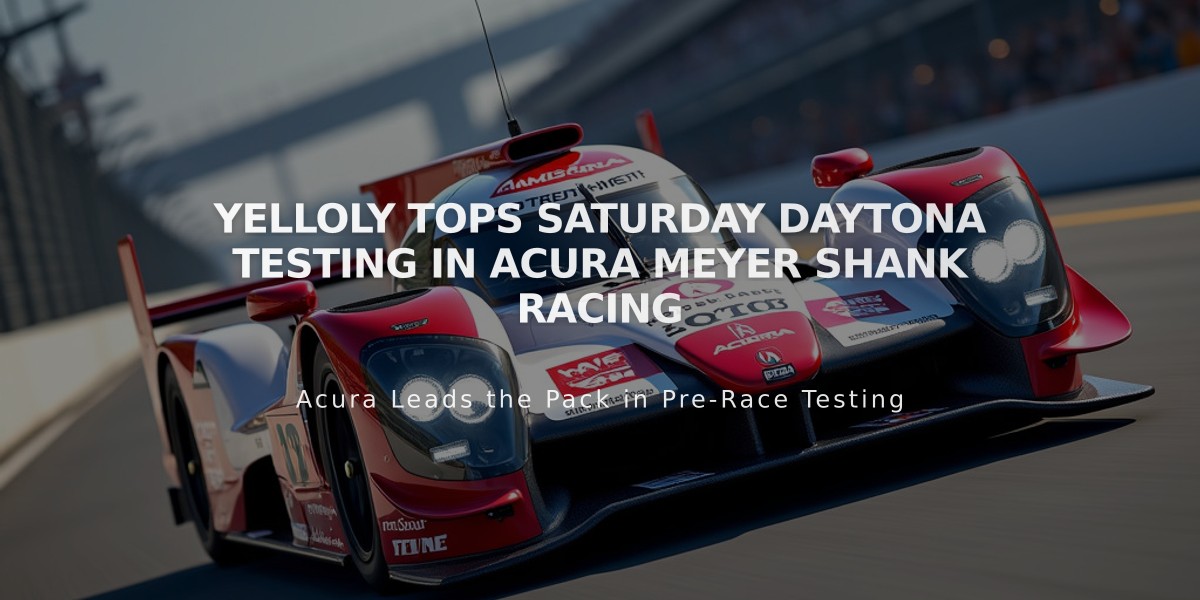 Yelloly Tops Saturday Daytona Testing in Acura Meyer Shank Racing