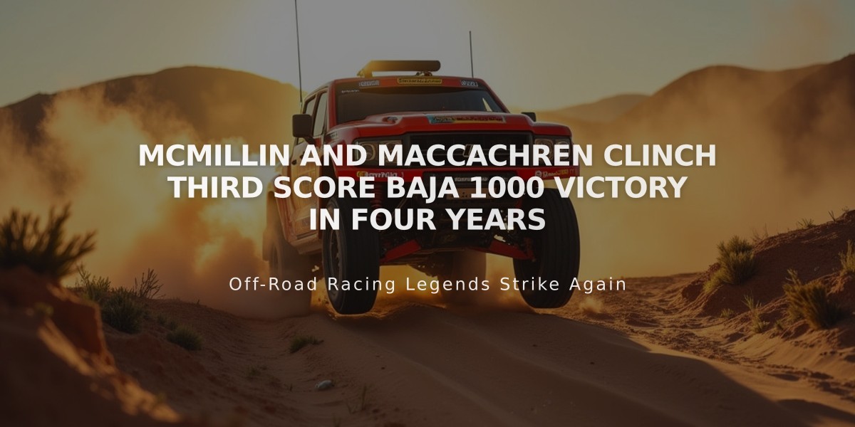 McMillin and MacCachren Clinch Third SCORE Baja 1000 Victory in Four Years