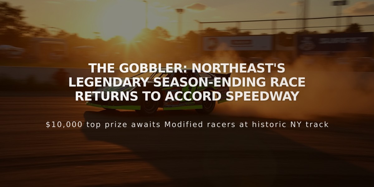 The Gobbler: Northeast's Legendary Season-Ending Race Returns to Accord Speedway