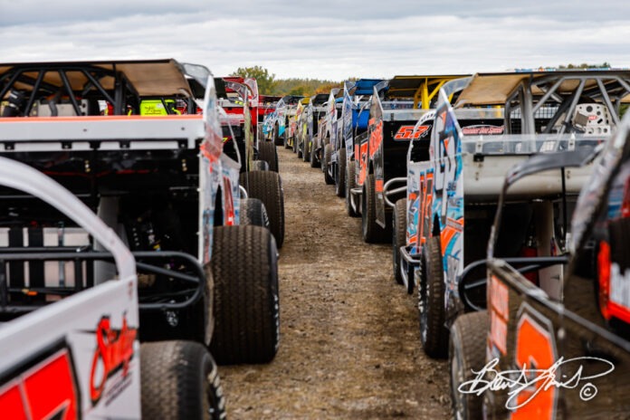 Modified race cars at dirt track