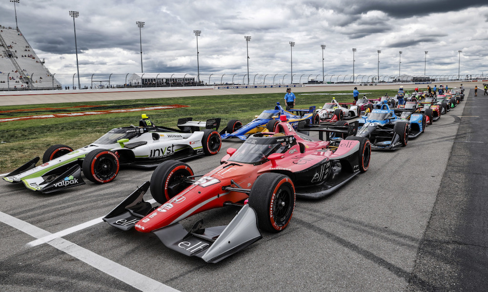 IndyCar race cars on starting grid