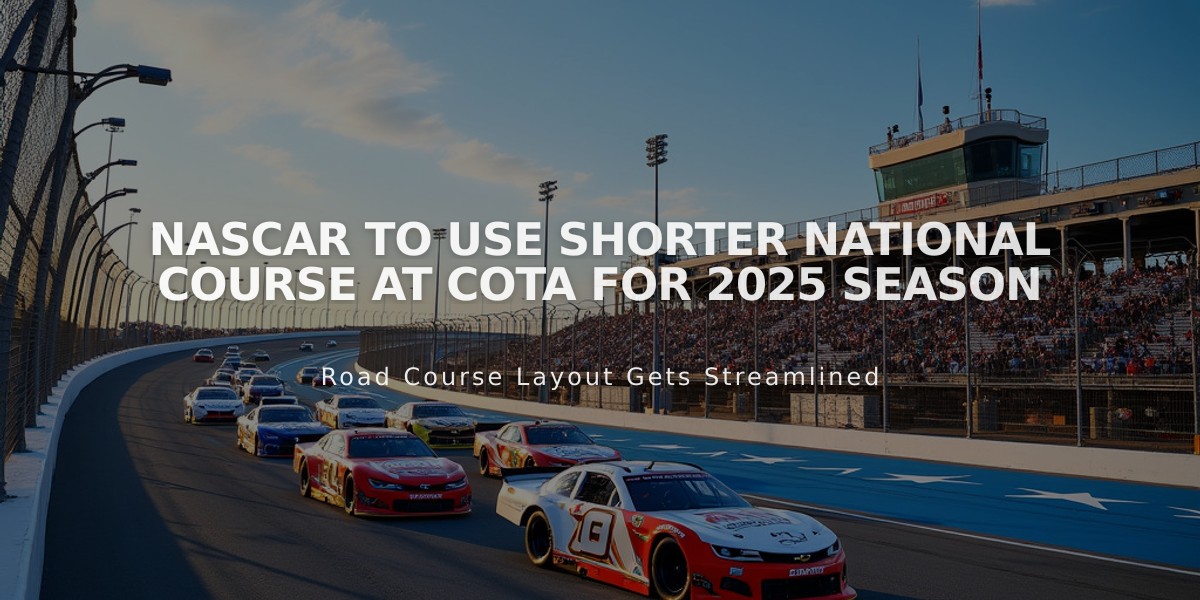 NASCAR to Use Shorter National Course at COTA for 2025 Season