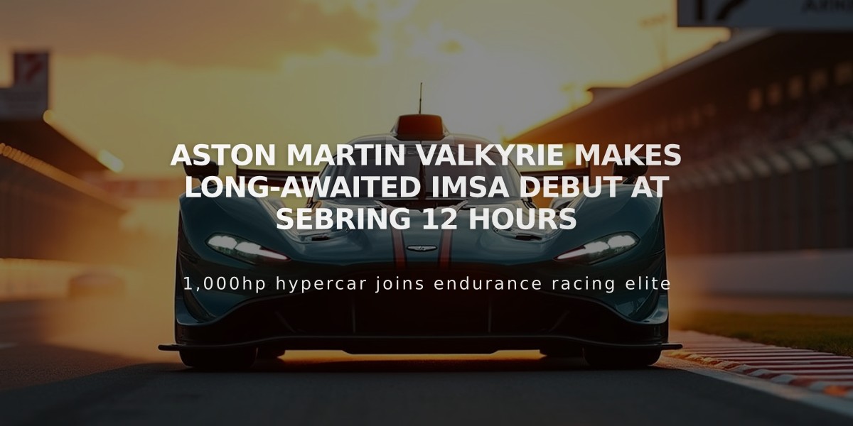 Aston Martin Valkyrie Makes Long-Awaited IMSA Debut at Sebring 12 Hours