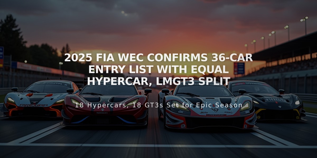 2025 FIA WEC Confirms 36-Car Entry List with Equal Hypercar, LMGT3 Split