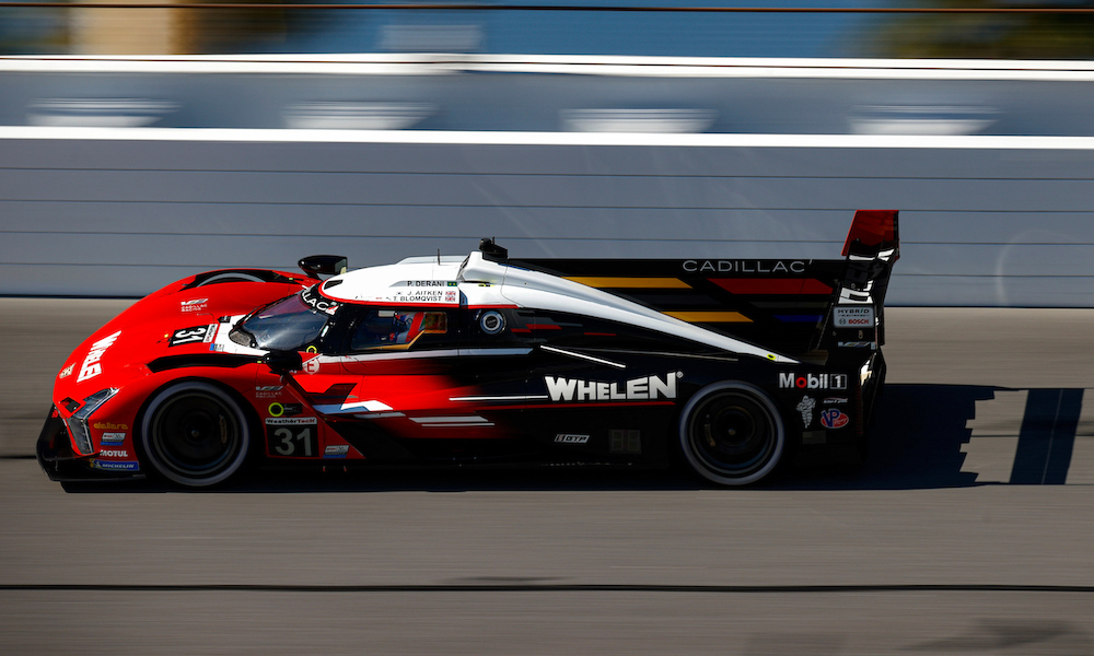 Red racecar at Daytona testing