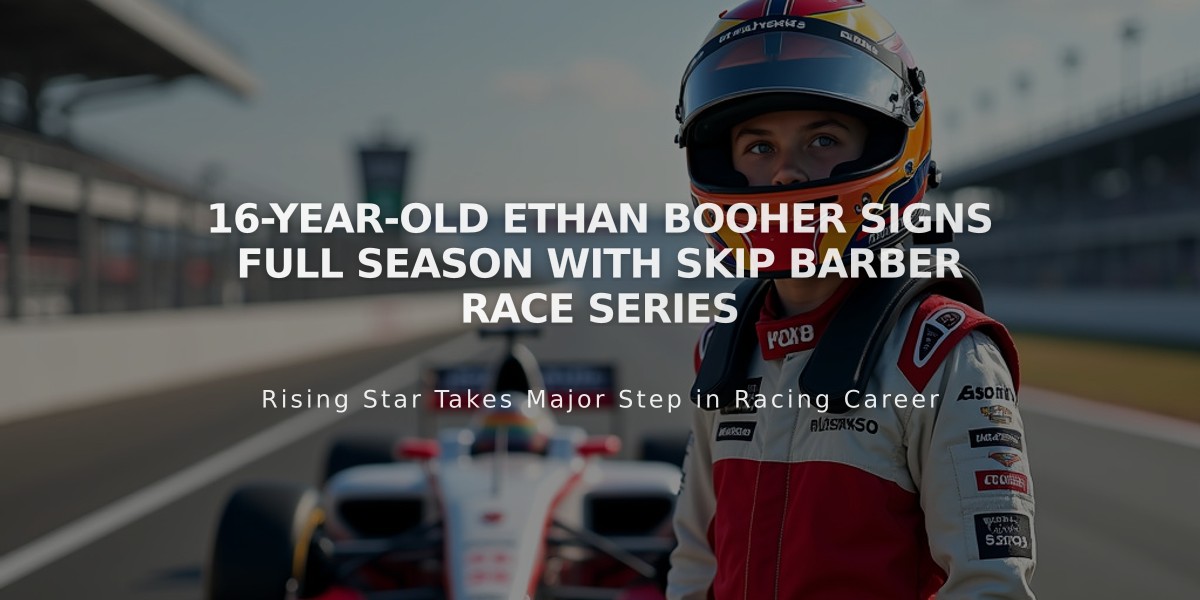 16-year-old Ethan Booher Signs Full Season with Skip Barber Race Series