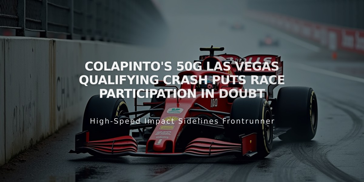 Colapinto's 50G Las Vegas Qualifying Crash Puts Race Participation in Doubt