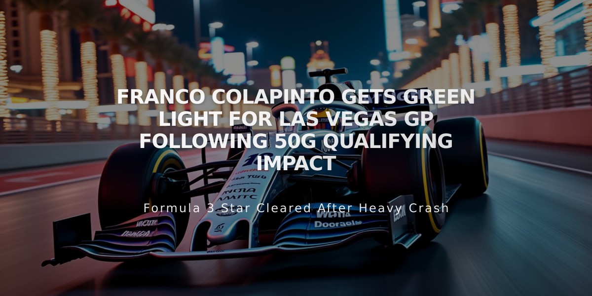 Franco Colapinto Gets Green Light for Las Vegas GP Following 50G Qualifying Impact