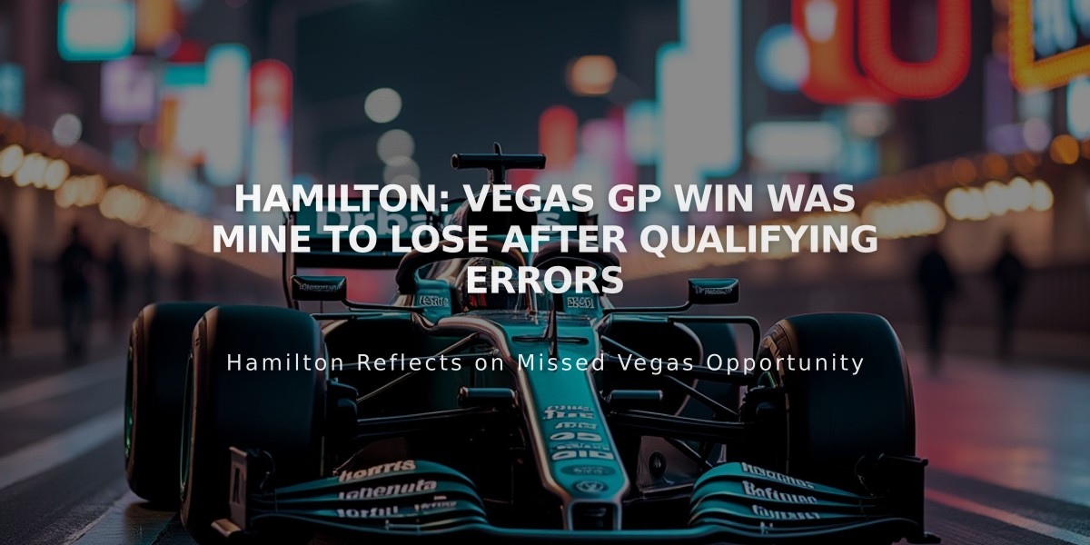 Hamilton: Vegas GP Win Was Mine to Lose After Qualifying Errors