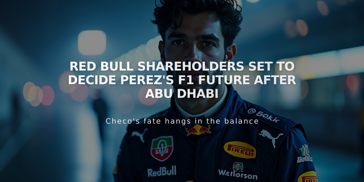 Red Bull Shareholders Set to Decide Perez's F1 Future After Abu Dhabi