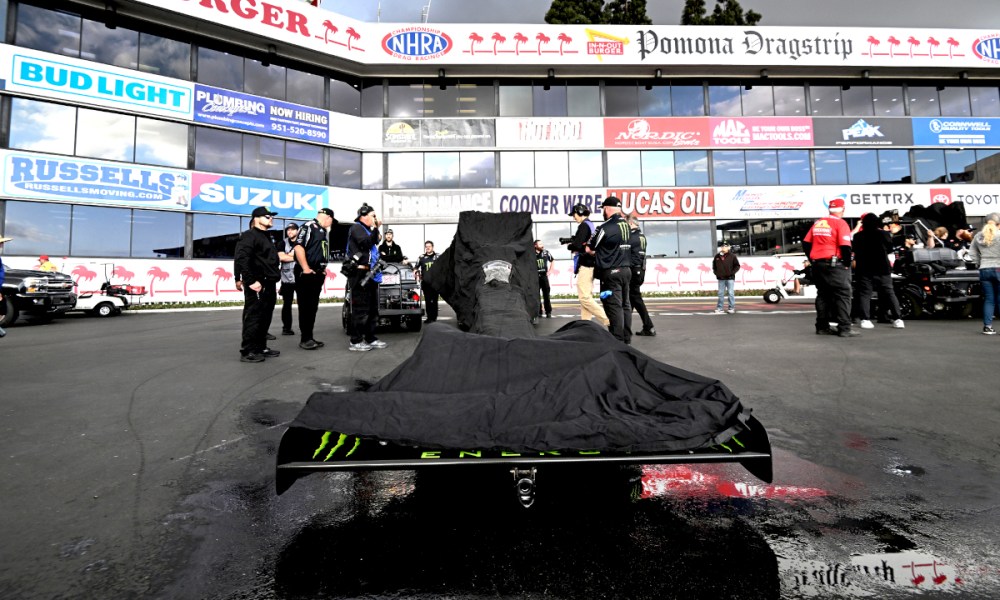 Race car in wet conditions