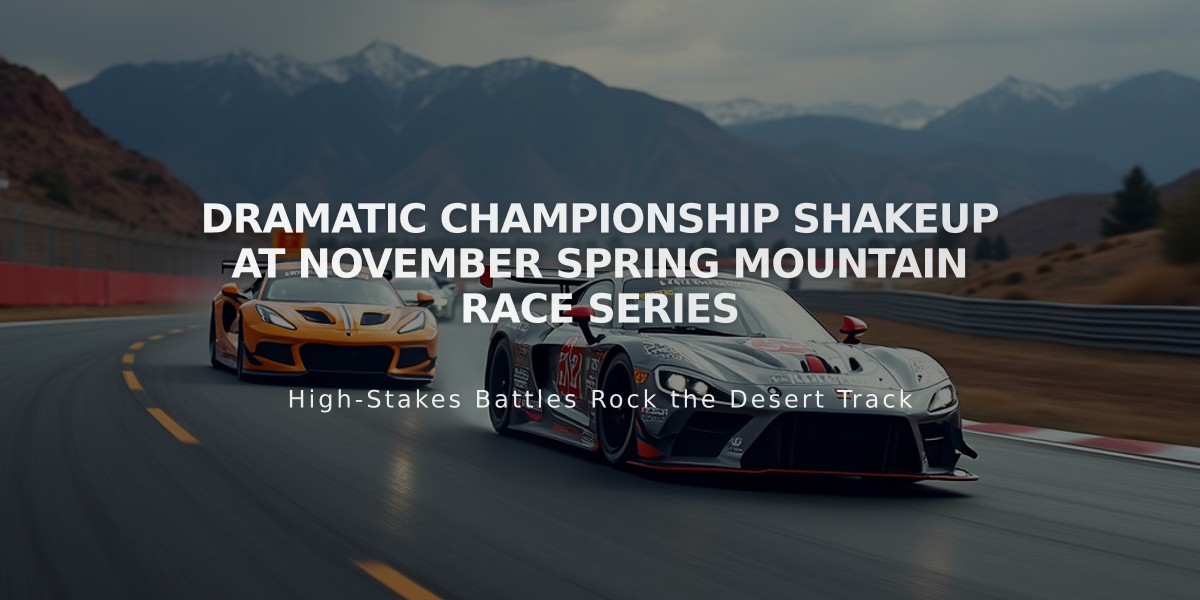 Dramatic Championship Shakeup at November Spring Mountain Race Series