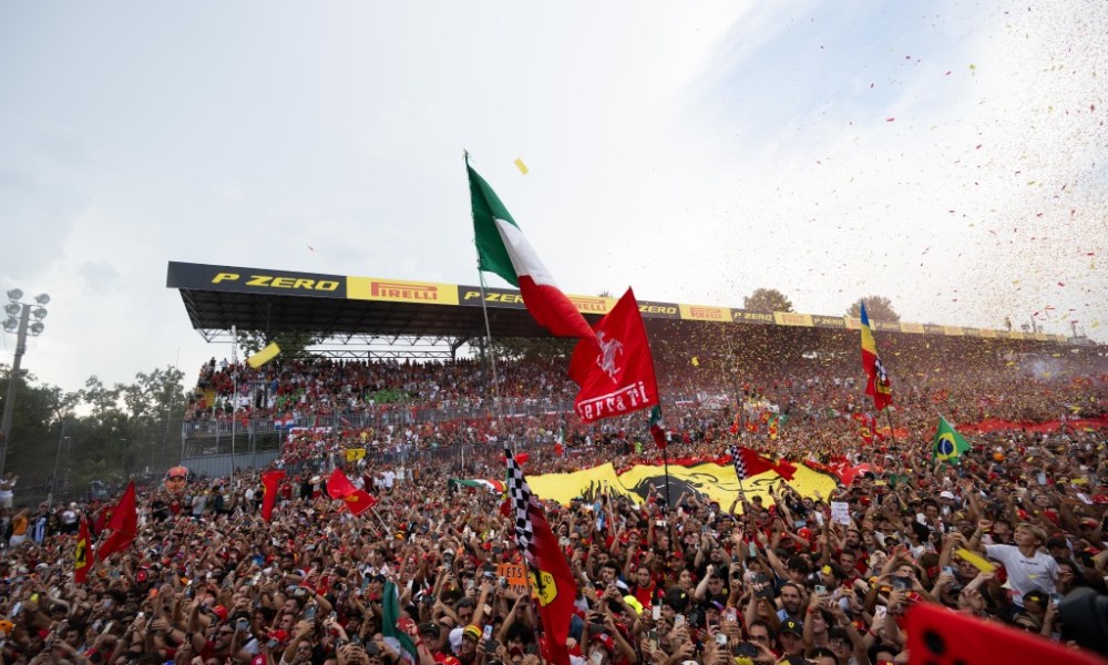 Italian flag among Ferrari fans