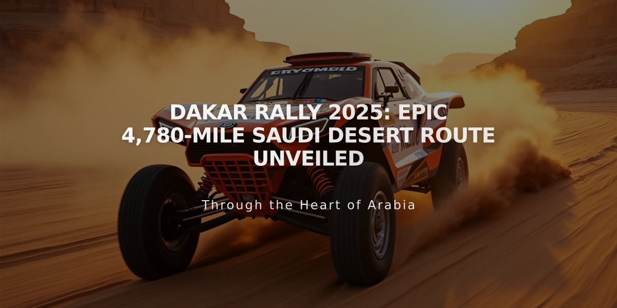 Dakar Rally 2025: Epic 4,780-mile Saudi Desert Route Unveiled