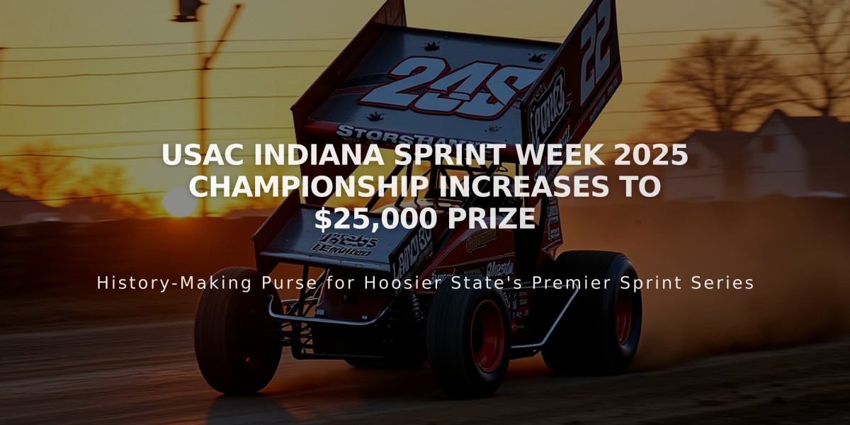 USAC Indiana Sprint Week 2025 Championship Increases to $25,000 Prize