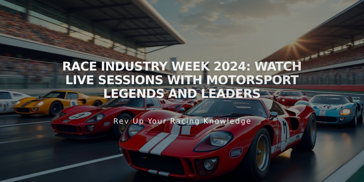 Race Industry Week 2024: Watch Live Sessions with Motorsport Legends and Leaders