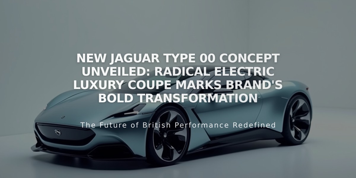 New Jaguar Type 00 Concept Unveiled: Radical Electric Luxury Coupe Marks Brand's Bold Transformation