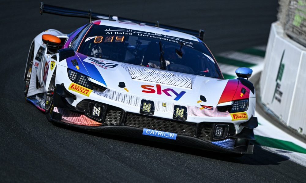 White Sky racing car on track