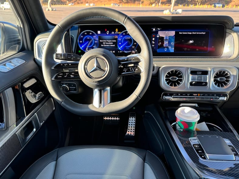 Driver's view inside 2025 G-580 Mercedes