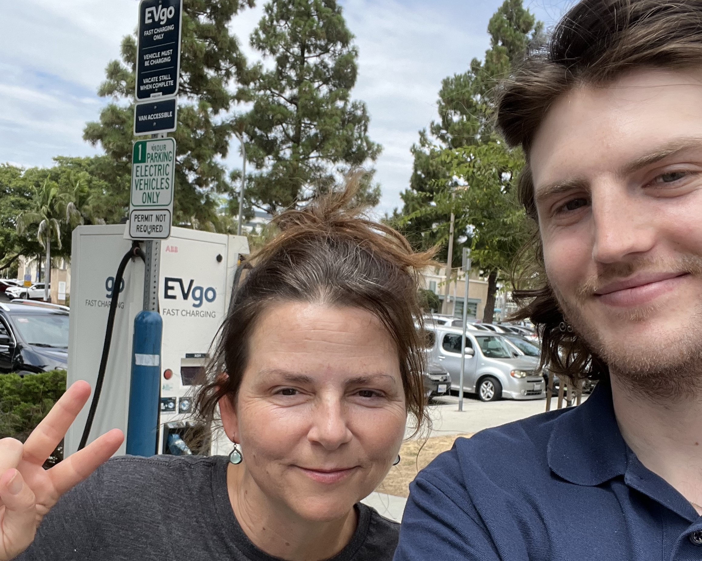 Couple charging at EVgo station