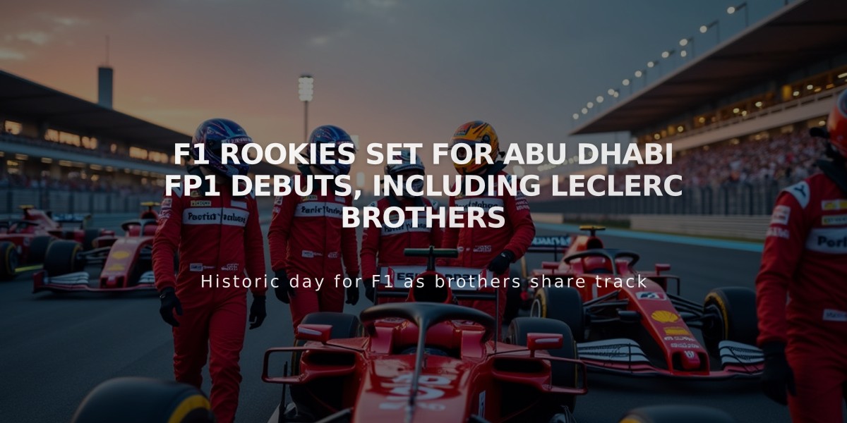 F1 Rookies Set for Abu Dhabi FP1 Debuts, Including Leclerc Brothers