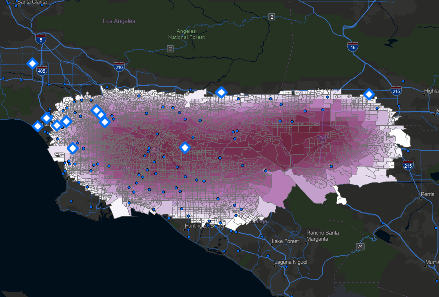 LA environmental justice zones map