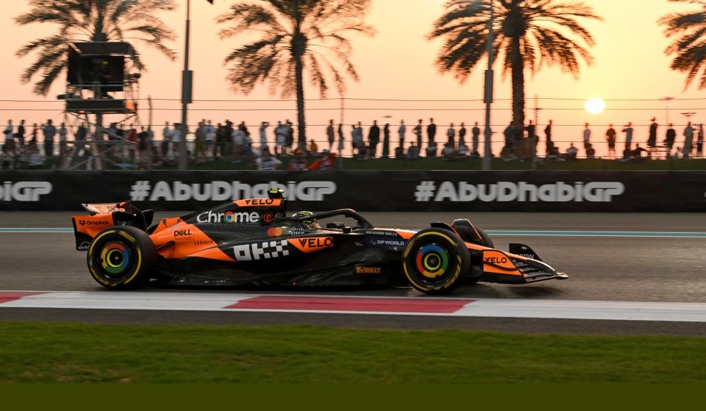 Lando Norris driving McLaren in Abu Dhabi