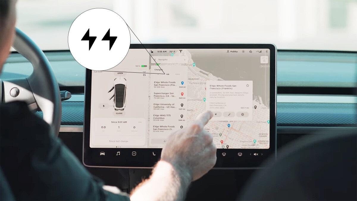 Tesla dashboard with large touchscreen display