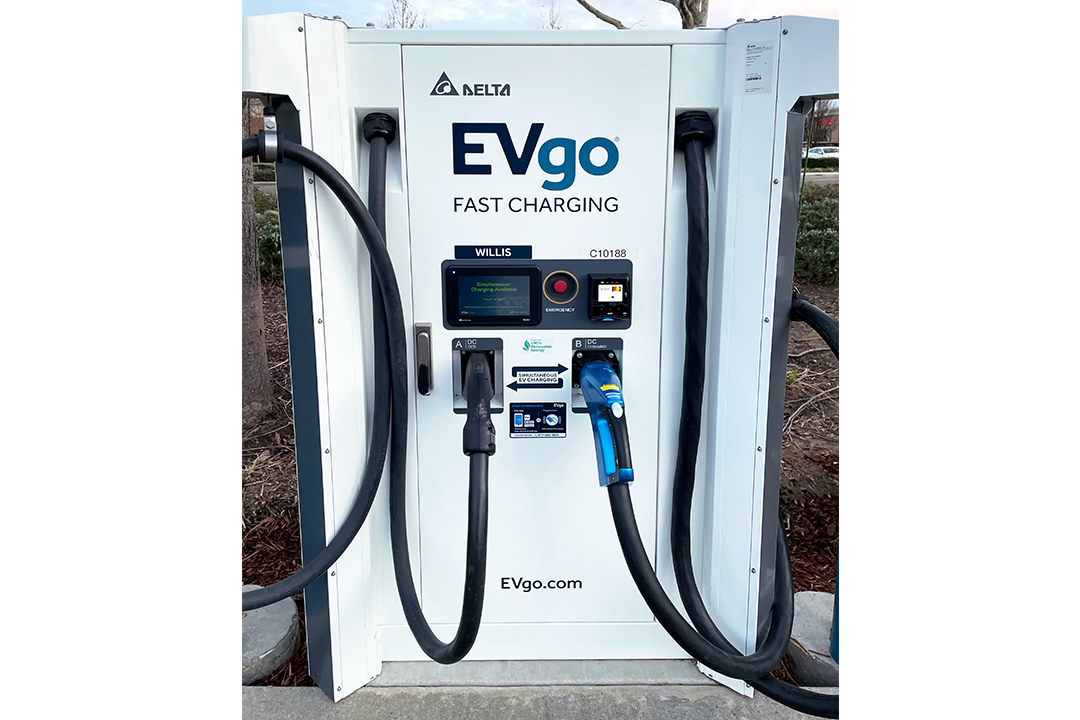 EVgo charging station with vehicle