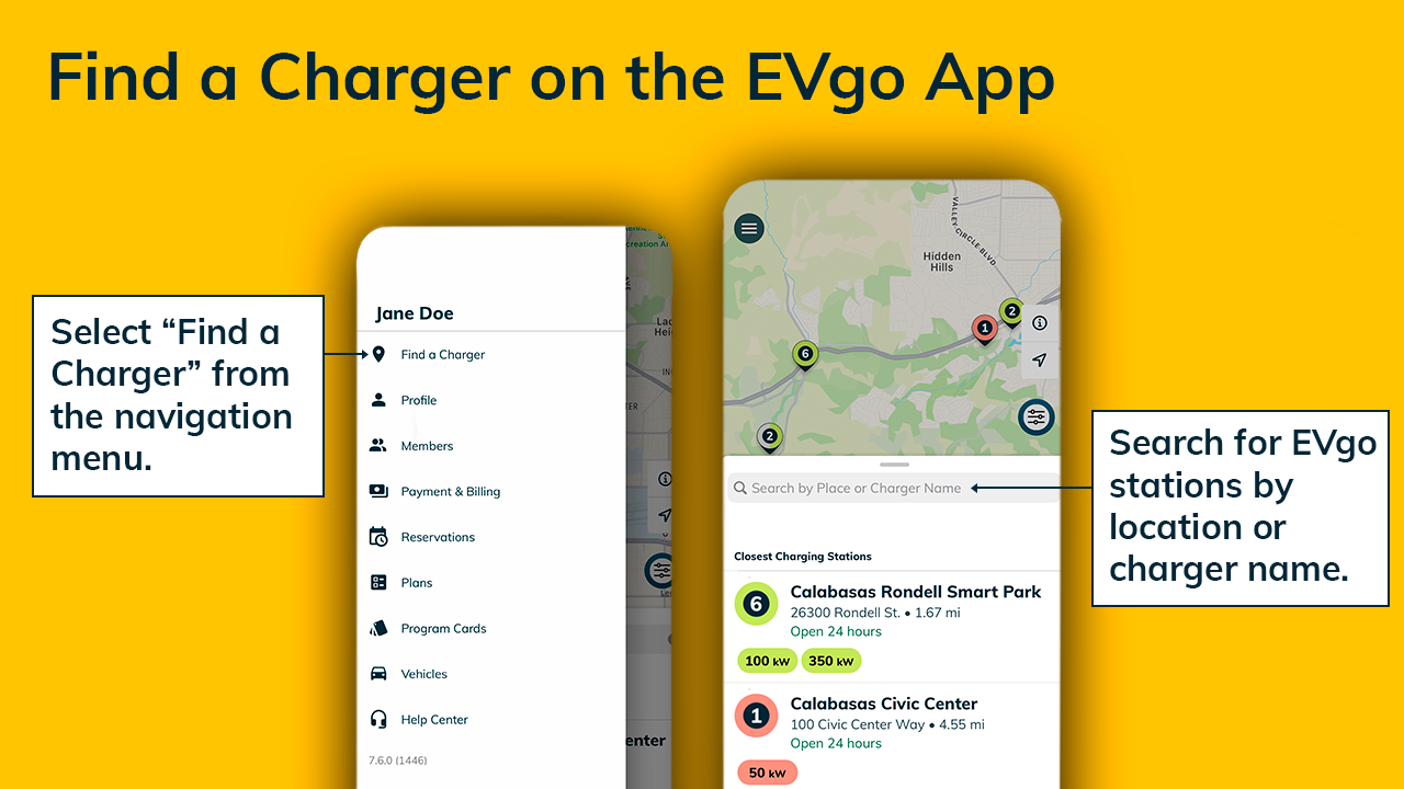 EVgo app charger finder steps