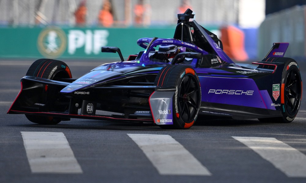 Purple Acura race car on track