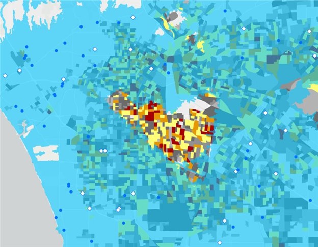 Blue pixel density map graph