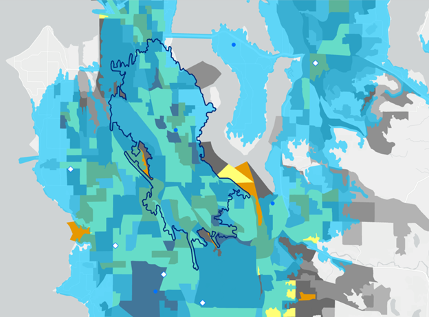 Colored graph showing EV charging locations