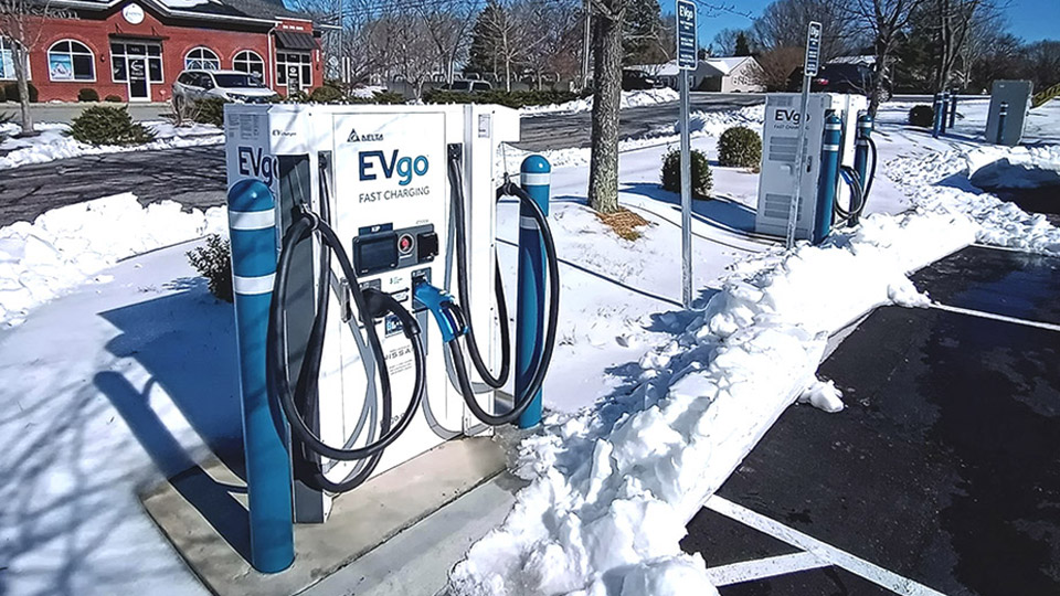 EVGo chargers covered in snow