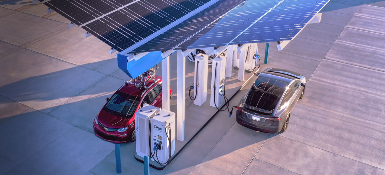 EVs charging at solar-powered station