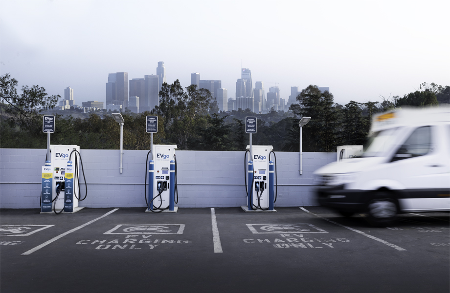 EV charging with LA skyline