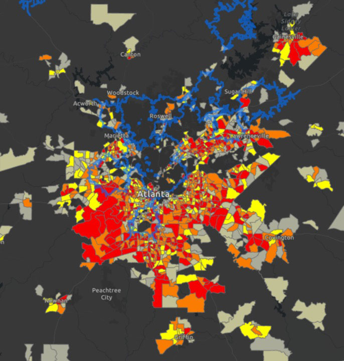 Map of Atlanta EV charging locations