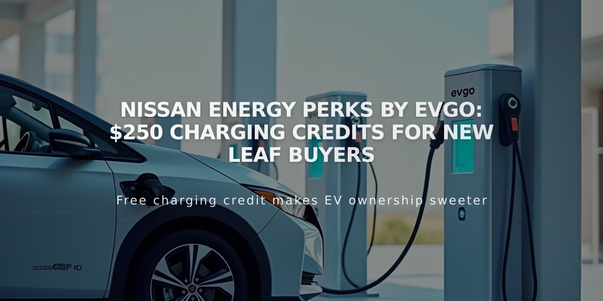 Nissan Energy Perks by EVgo: $250 Charging Credits for New LEAF Buyers