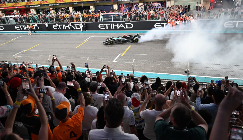 Formula 1 car with tire smoke