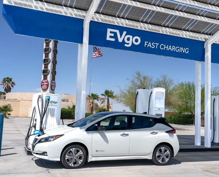 Car charging at EVgo station