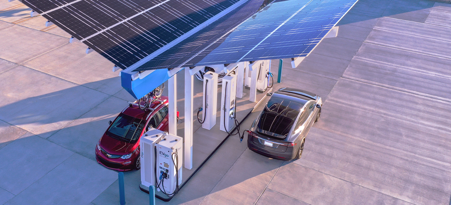 EV charging station with solar panels